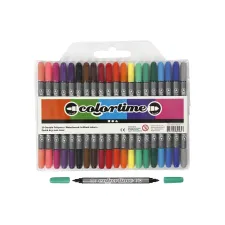 Colortime Stiften met Dubbele Punt Lijndikte 2.3 + 3.6mm Assorti (pak 20 stuks) Colortime Stiften met Dubbele Punt Lijndikte 2.3 + 3.6mm Assorti (pak 20 stuks)