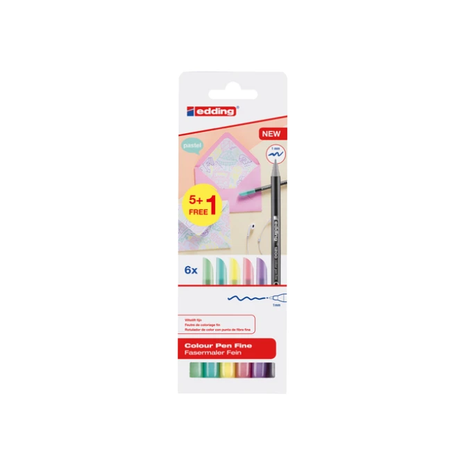 Viltstift EDDING 1200 1mm pastel/pk6
