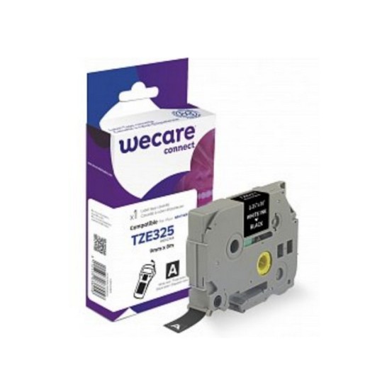 Wecare Tape TZE325 9mm wit op zw
