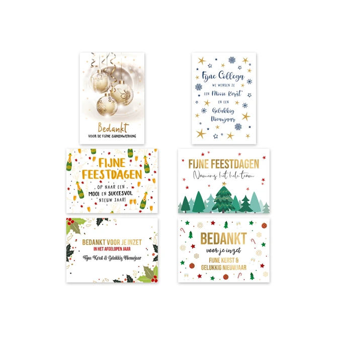 Wenskaart Kerst & Nieuwjaar (pak 6 stuks)