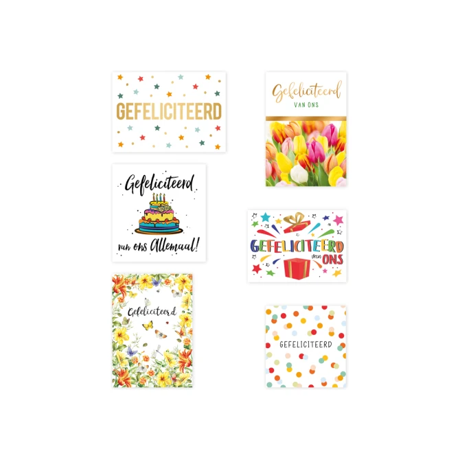 Wenskaart felicitaties (pak 6 stuks)