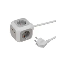 brennenstuhl Alea-Power Stekkerblok Kubus vorm 4-voudig met USB Wit Lichtgrijs brennenstuhl Alea-Power Stekkerblok Kubus vorm 4-voudig met USB Wit Lichtgrijs