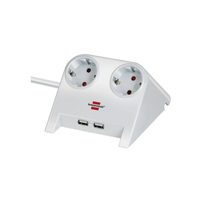 brennenstuhl Desktop-Power Stekkerdoos. 2-voudig met 2 x USB. Wit