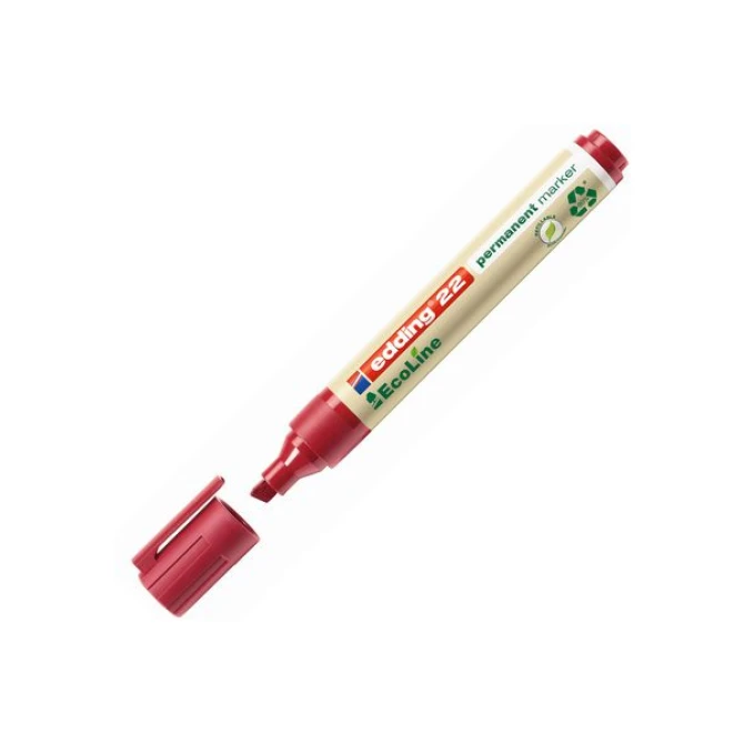 EDDING 22 EcoLine Permanente Marker Beitelvormige Punt 1 - 5 mm Rood (pak 10 stuks) EDDING 22 EcoLine Permanente Marker Beitelvormige Punt 1 - 5 mm Rood (pak 10 stuks)