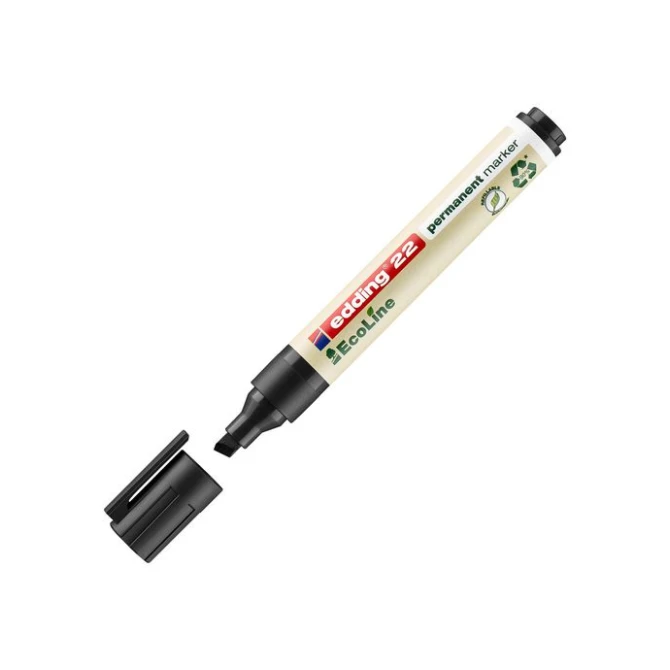EDDING 22 EcoLine Permanente Marker Beitelvormige Punt 1 - 5 mm Zwart (doos 10 stuks)