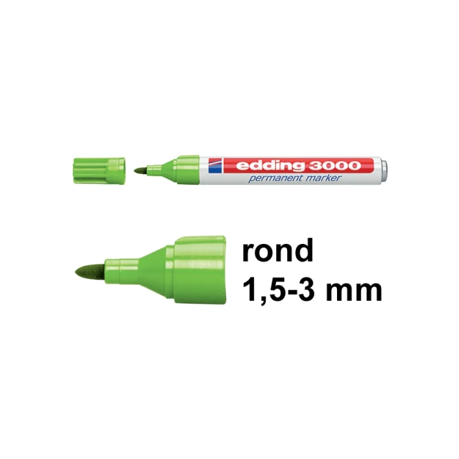 EDDING 3000 Permanent Marker 1.5-3mm Ronde Punt licht groen (pak 10 stuks)