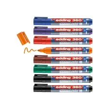 EDDING 360 Whiteboardmarker Ronde Punt 15 mm Assorti (pak 8 stuks) EDDING 360 Whiteboardmarker Ronde Punt 15 mm Assorti (pak 8 stuks)