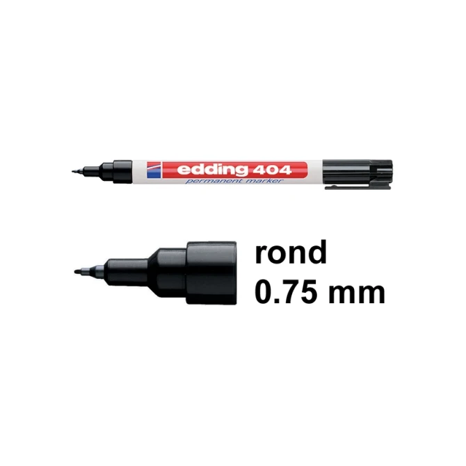 EDDING 404 permanent marker extra fijne ronde punt 0.75 mm lijndikte zwart (pak 10 stuks)