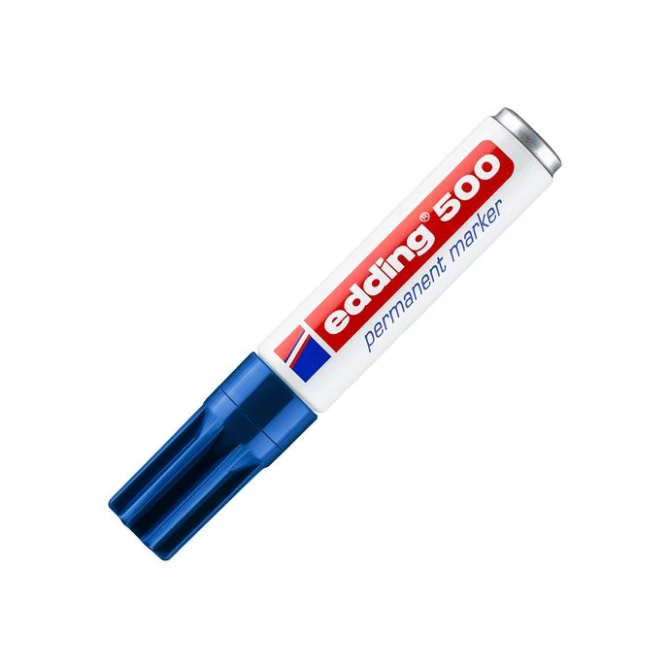 EDDING 500 Permanente Marker Beitelvormige Punt 2 - 7 mm Blauw (pak 10 stuks)
