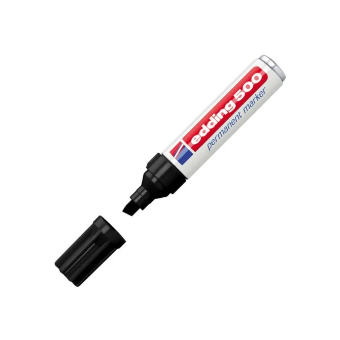 EDDING 500 Permanente Marker Beitelvormige Punt 2 - 7 mm Zwart (pak 10 stuks)