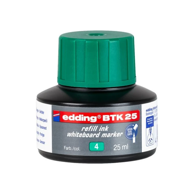 EDDING BTK 25-inktnavulling voor EDDING EcoLine 28 en 29 whiteboardmarkers groen (fles 25 milliliter) EDDING BTK 25-inktnavulling voor EDDING EcoLine 28 en 29 whiteboardmarkers groen (fles 25 milliliter)