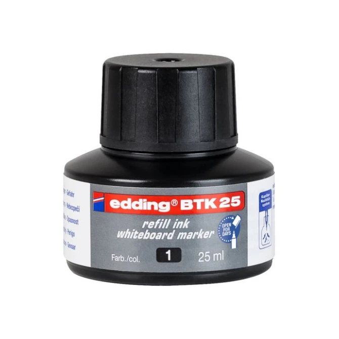 EDDING BTK 25-inktnavulling voor EDDING EcoLine 28 en 29 whiteboardmarkers zwart (fles 25 milliliter)