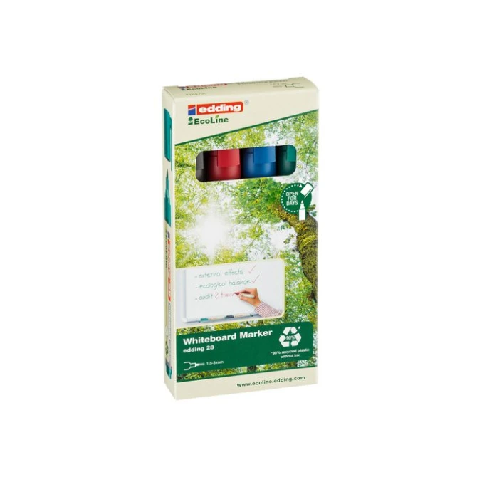 EDDING EcoLine 28 Whiteboardmarker Ronde Punt 15 mm Assorti (pak 4 stuks)