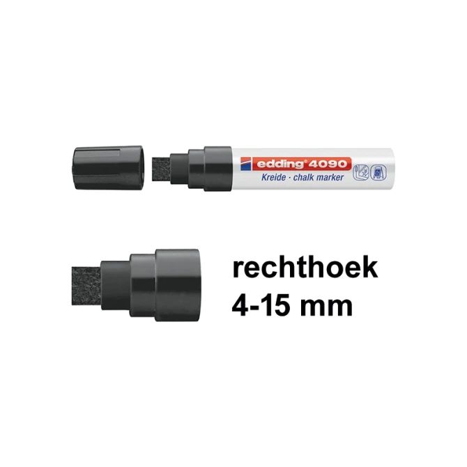 EDDING Krijtmarker 4090 4 - 15 mm zwart (doos 5 stuks)