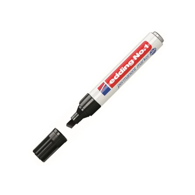 EDDING No 1 Permanente Marker Beitelvormige Punt 1 - 5 mm Zwart (pak 10 stuks)