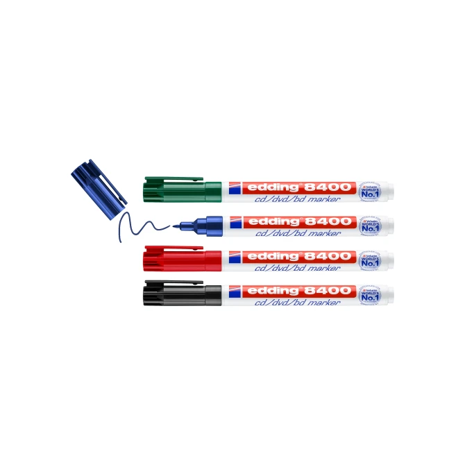 EDDING Permanent marker 8400 CD/DVD/BD 05 - 1 mm assorti (pak 4 stuks)