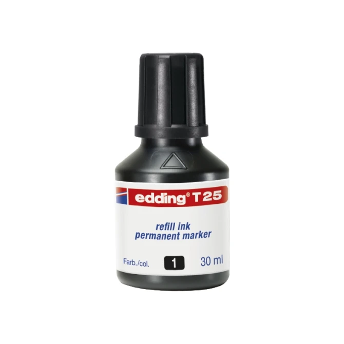 EDDING T-25 inktnavulling voor permanent markers 30 ml zwart (fles 30 milliliter)