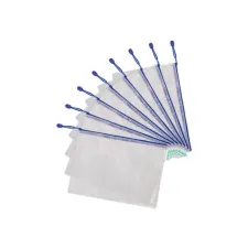 TARIFOLD A4 Opbergtas met Rits 330 x 240 mm Transparant met Blauw (pak 8 stuks)