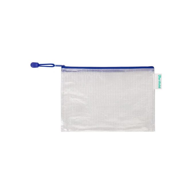 TARIFOLD A5 Opbergtas met Rits 235 x 165 mm Transparant met Blauw (pak 8 stuks)