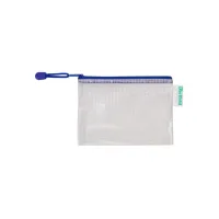 TARIFOLD A6 Opbergtas met Rits 175 x 125 mm Transparant met Blauw (pak 8 stuks)