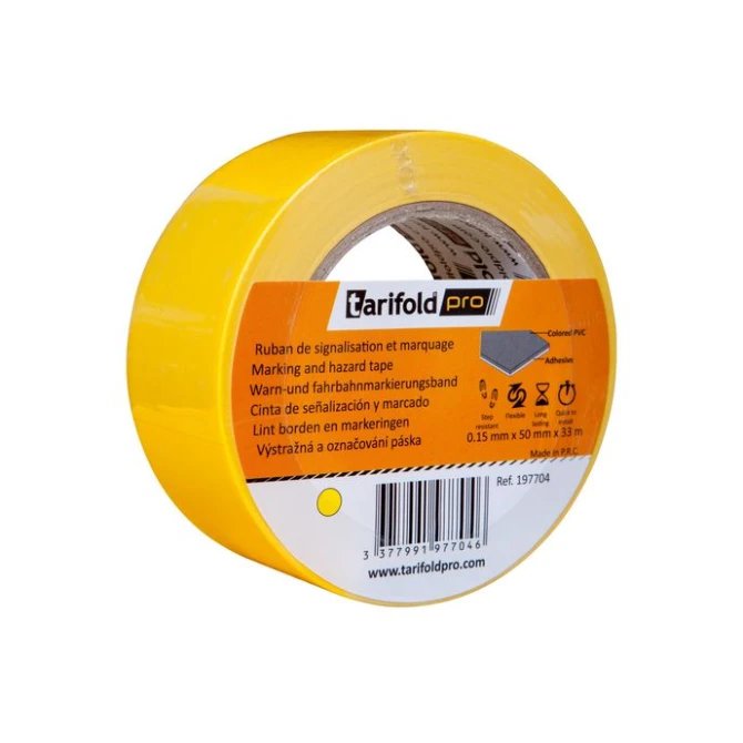 TARIFOLD Markeringstape Voor Vloermarkering 50 mm x 33 m Geel (rol 33 meter)
