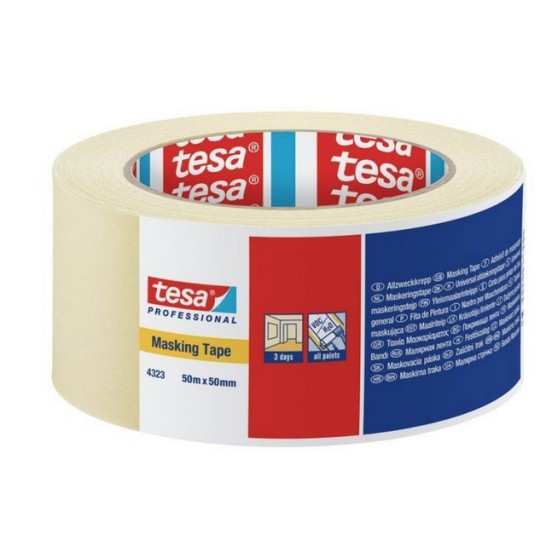 tesa® 4323 Masking Tape Basic Afplaktape 50 mm x 50 m Lichtcrème (rol 50 meter)