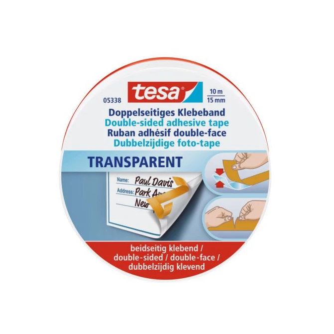 TESA® Dubbelzijdig Knutseltape 15 mm x 10 m Transparant (rol 10 meter) TESA® Dubbelzijdig Knutseltape 15 mm x 10 m Transparant (rol 10 meter)