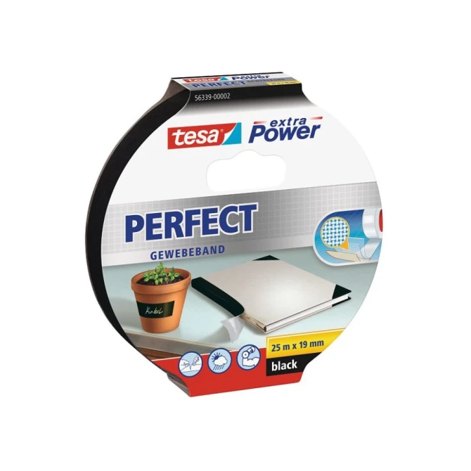 TESA® Extra Power Perfect Premium Duct Tape 19 mm x 275 m Zwart (rol 275 meter)