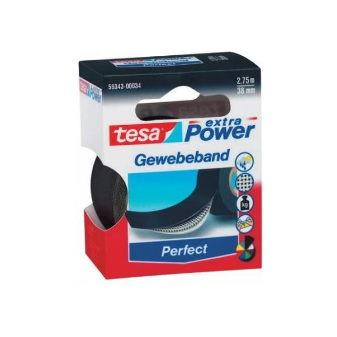 TESA® Extra Power Perfect Premium Duct Tape 38 mm x 275 m Zwart (rol 275 meter)
