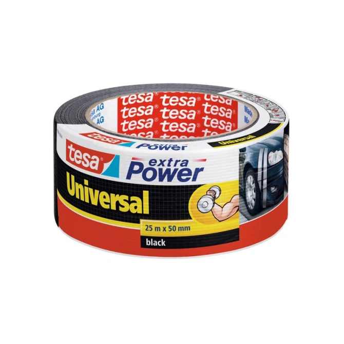 TESA® Extra Power Universal Duct Tape 50 mm x 25 m Zwart (rol 25 meter)
