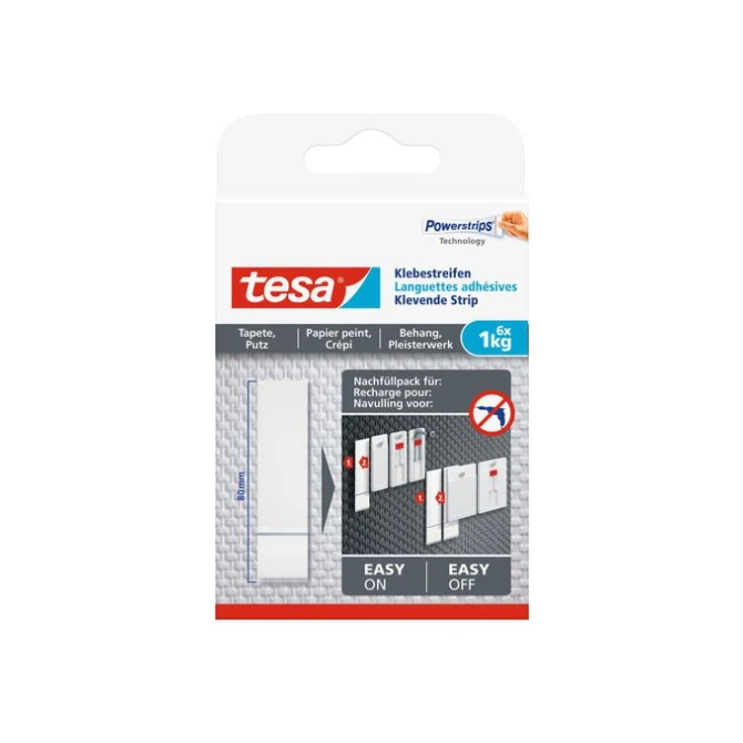 TESA® Klevende Strips Navulling Voor Behang en Pleisterwerk 1 kg Wit (pak 6 stuks)