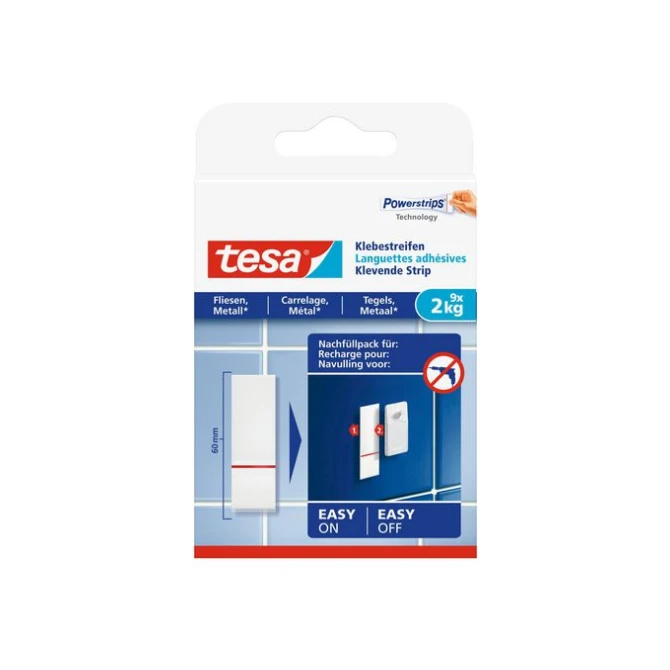 TESA® Klevende Strips Navulling Voor Tegels en Metaal 2 kg Wit (pak 9 stuks)