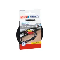 TESA® On & Off Cable Manager Universal Kabelbinder Klittenband 10 mm x 5 m Zwart