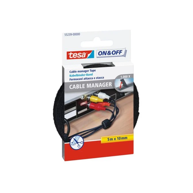 TESA® On & Off Cable Manager Universal Kabelbinder Klittenband 10 mm x 5 m Zwart TESA® On & Off Cable Manager Universal Kabelbinder Klittenband 10 mm x 5 m Zwart
