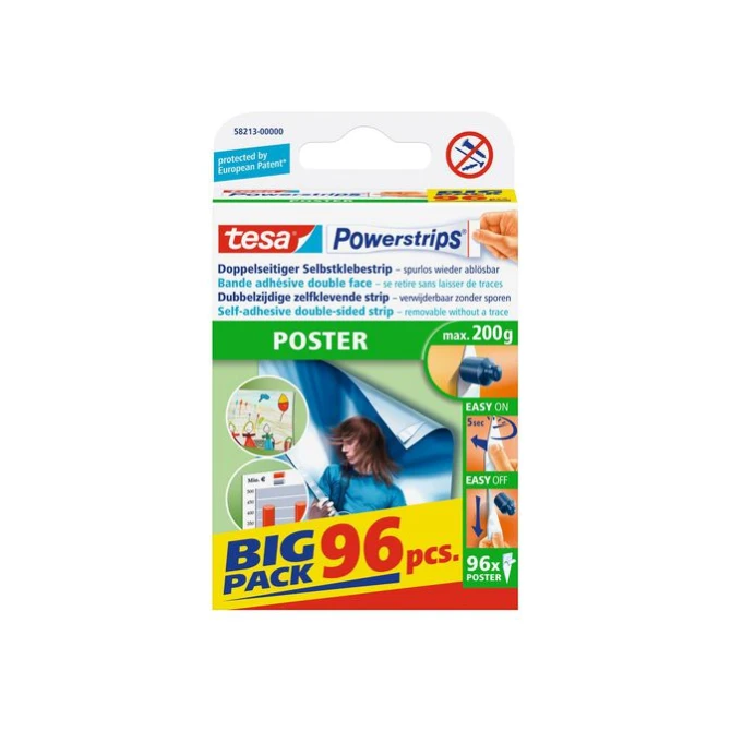 TESA® Powerstrips Poster Dubbelzijdige Klevende Strips Big Pack Verwijderbaar Wit (pak 96 stuks) TESA® Powerstrips Poster Dubbelzijdige Klevende Strips Big Pack Verwijderbaar Wit (pak 96 stuks)