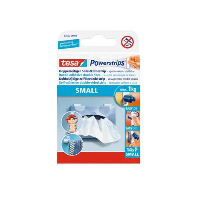 TESA® Powerstrips Small Dubbelzijdige Klevende Strips Verwijderbaar 33 x 15 mm Wit (pak 14 stuks) TESA® Powerstrips Small Dubbelzijdige Klevende Strips Verwijderbaar 33 x 15 mm Wit (pak 14 stuks)