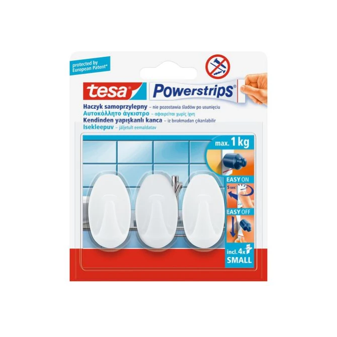 TESA® Powerstrips Small Zelfklevende Haak Ovaal Verwijderbaar Wit (pak 3 stuks) TESA® Powerstrips Small Zelfklevende Haak Ovaal Verwijderbaar Wit (pak 3 stuks)