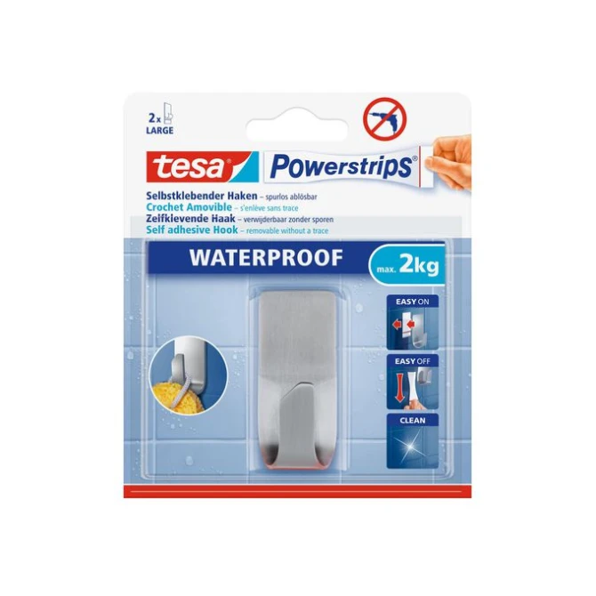 TESA® Powerstrips Waterproof Zelfklevende Haak Verwijderbaar 2 kg Metaal TESA® Powerstrips Waterproof Zelfklevende Haak Verwijderbaar 2 kg Metaal