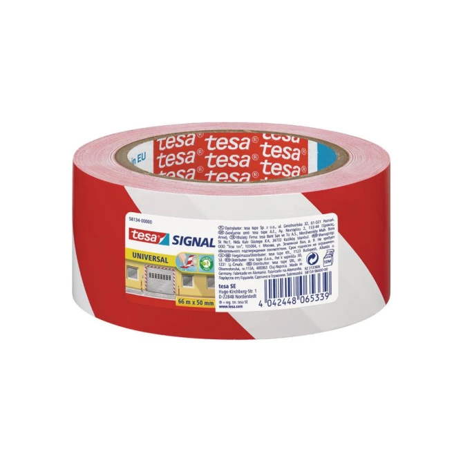 TESA® Signal Universal Waarschuwings-en markeringstape PP 50 mm x 66 m Rood-Wit TESA® Signal Universal Waarschuwings-en markeringstape PP 50 mm x 66 m Rood-Wit