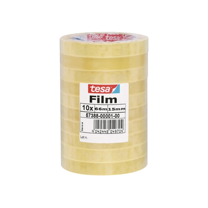 TESA® Standaard plakband 15 mm x 66 m Asgat 76 mm (pak 10 x 66 meter)