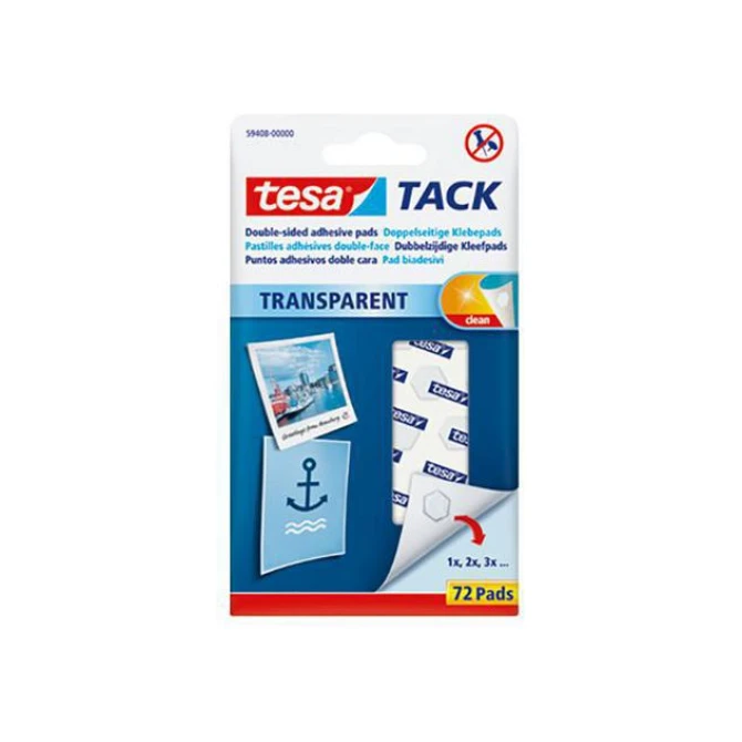 TESA® TACK Dubbelzijdige Kleefpads Transparant (pak 72 stuks) TESA® TACK Dubbelzijdige Kleefpads Transparant (pak 72 stuks)
