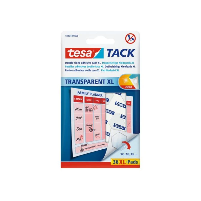 TESA® TACK XL Dubbelzijdige Kleefpads Transparant (pak 36 stuks)