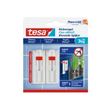 TESA® Verstelbare Klevende Spijker Voor Tegels en Metaal 3 kg Wit (pak 2 stuks) TESA® Verstelbare Klevende Spijker Voor Tegels en Metaal 3 kg Wit (pak 2 stuks)