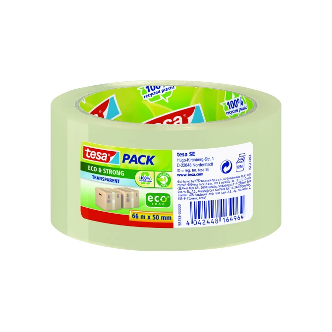 TESA® Eco & Strong Verpakkingstape PP 50mm x 66 m Transparant (pak 6 stuks)