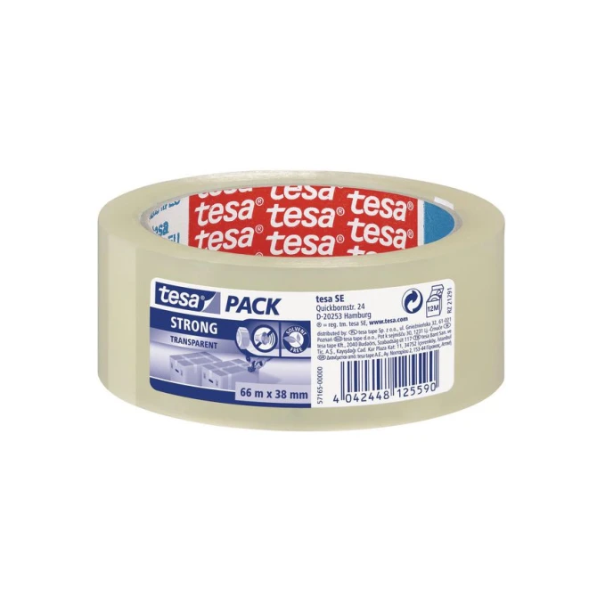 TESA® TESApack Strong Verpakkingstape PP 38 mm x 66 m Transparant (pak 8 x 66 meter)