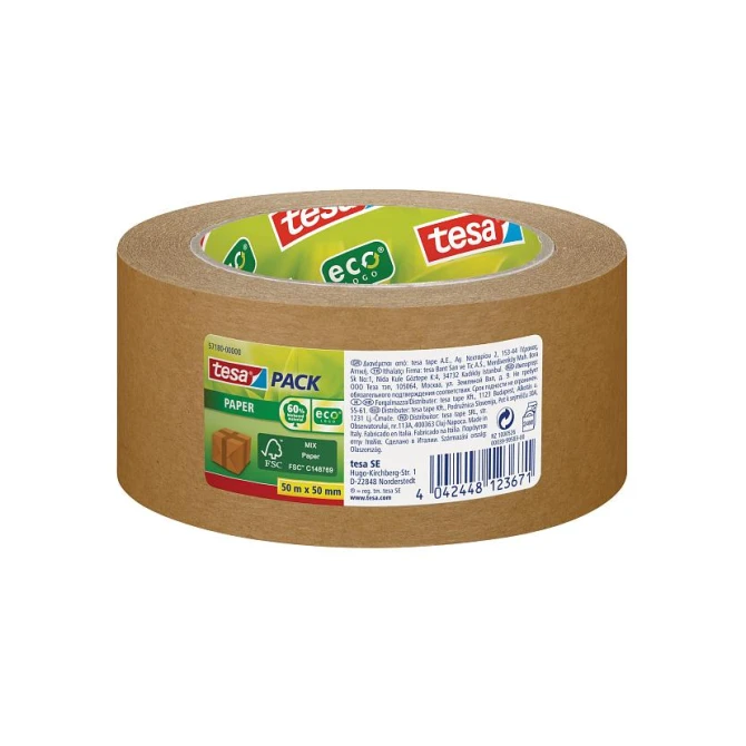 TESA® TESApack ecoLogo Verpakkingstape Papier 50 mm x 50 m Bruin (rol 50 meter) TESA® TESApack ecoLogo Verpakkingstape Papier 50 mm x 50 m Bruin (rol 50 meter)